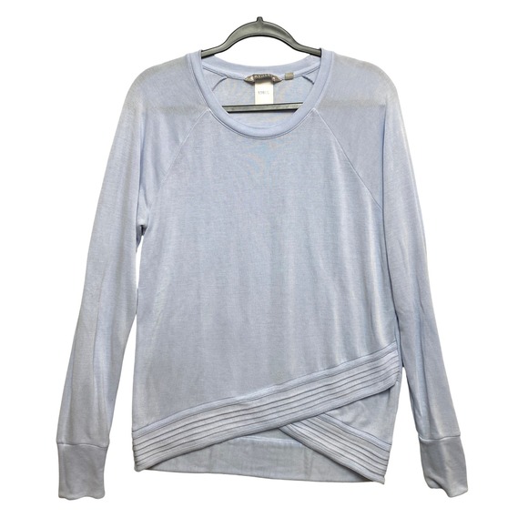 Athleta Sweaters - Athleta Criss Cross Hem Pullover Women Medium Blue Raglan Sleeve Modal Sweater